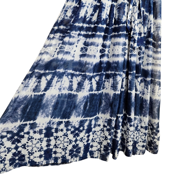 Calvin Klein Tie Dyed Wrap Maxi Dress Blue White Wedding Evening Womens Size 8 - Picture 7 of 16